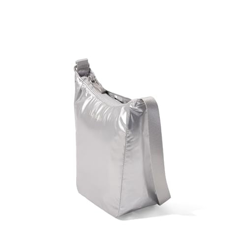 Baggallini Swift Mini Crossbody Bag for Women - 4.5x7 Small Travel Purse with Crossbody Strap and RFID - color: Silver Metallic