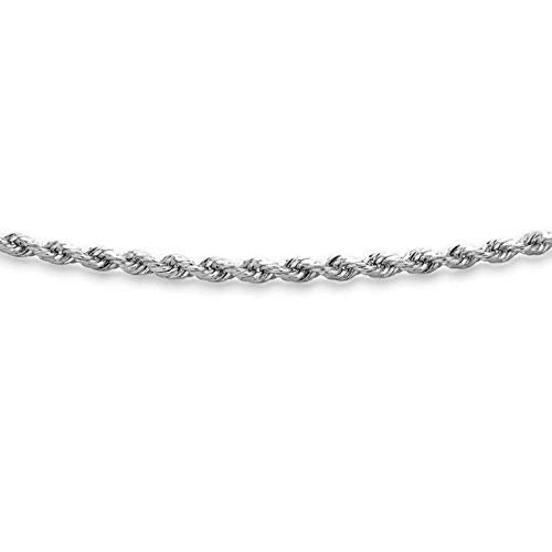 14k Fine White Gold Rope Chain Anklets for Women Men Teens and Kids Strong plated Durable Foot Jewelry Beach Party Work Cute Ankle Bracelet 9 10 and 11 inches