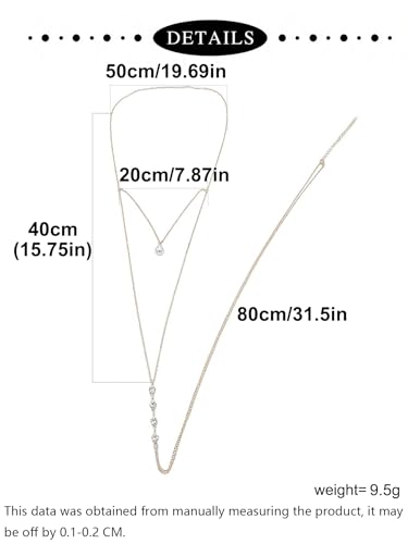 Gold Back Necklace for Backless Dress Back Jewelry Backdrop Necklace Back Chain Pearl Rhinestone Body Chain Jewelry for Women Sexy