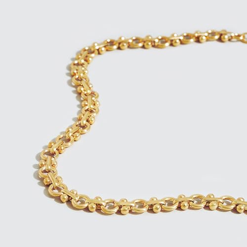 Dremmy Studios Gold Bracelet for Women 18K Gold Plated Dainty Paperclip Cubic Zirconia Disc Coin Star Cable Satellite Bead Pearl Simple Boho Minimalist Stacking Layered Link Jewelry Gift - color: Circles Chain