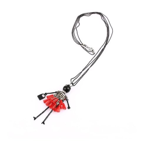 Crystal Paris Doll Necklace for Women, Handmade Cute Dress Long Chain Pendant Necklace Prom Costume Jewelry - style: 28