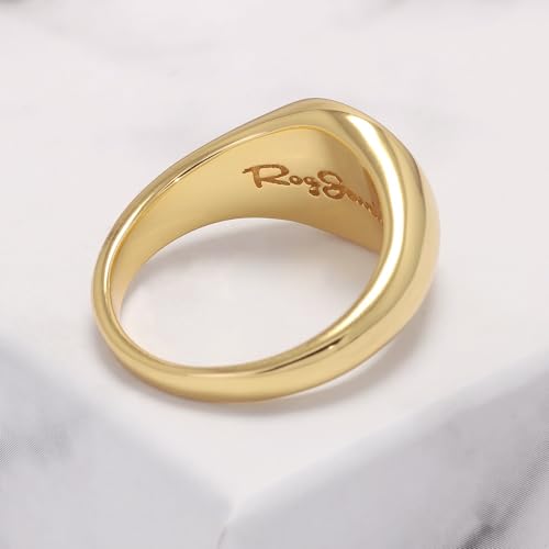 925 Sterling Silver Chunky Signet Rings for Men Women Coin Ring Mens Pinky Ring Engraved Sun Tree Jewelry Size 6-13 - color: Gold