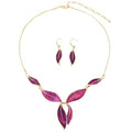 Vintage Chunky Statement Jewelry Set Retro Leaf Floral Geometric Bohemian Boho Bib Necklace Earring Set Fashion Costume Jewelry for Women Girls Wedding Party Prom Unique Gift - style: leaf jewelry set gold purple