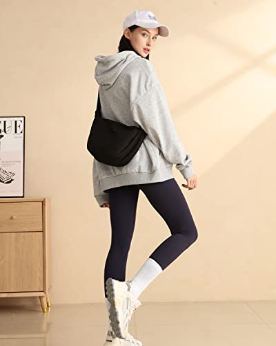 Crossbody Crescent Bag for Women Men Trendy, Crescent Sling Bag with Adjustable Strap, 2 Zippers Lightweight - color: Black