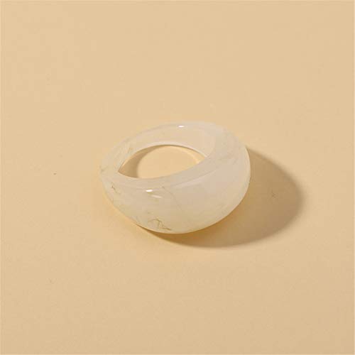 Set Resin Colorful Wide Thick Dome Knuckle Finger Stackable Joint Ring Retro Acrylic Transparent Vintage Jewelry Party Elegant Handmade Gift Diameter 18mm Stylish Bold - color: Transparent