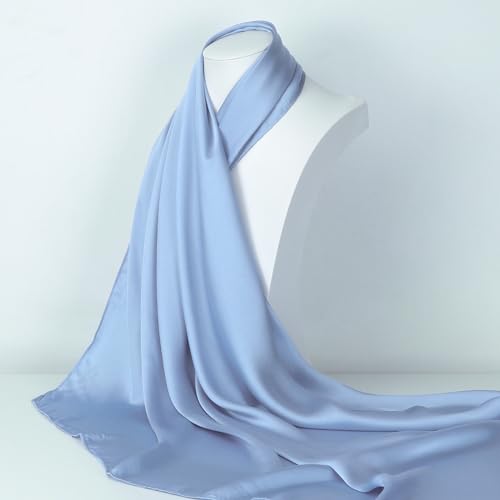 RIIQIICHY 35 Inch Head Scarf for Women Hair Scarf Like Silk Scarf Square Scarf Bandanas for Women - color: Light Blue