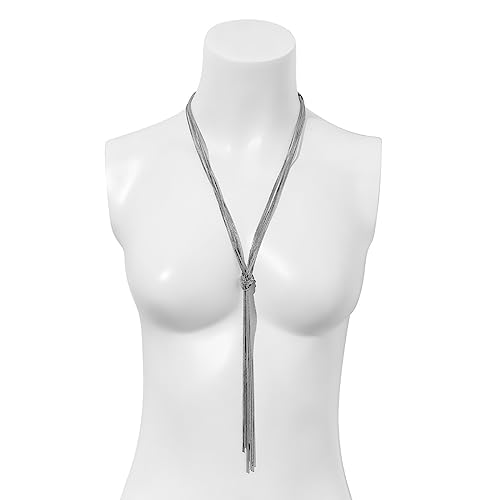 PLOUTOS Chunky Gold Knot Choker Necklace for Women Adjustable Double Snake Chain Design Bold Statement Fashion Jewelry Accessory For Party Daily Wear Gift - color: Silver B