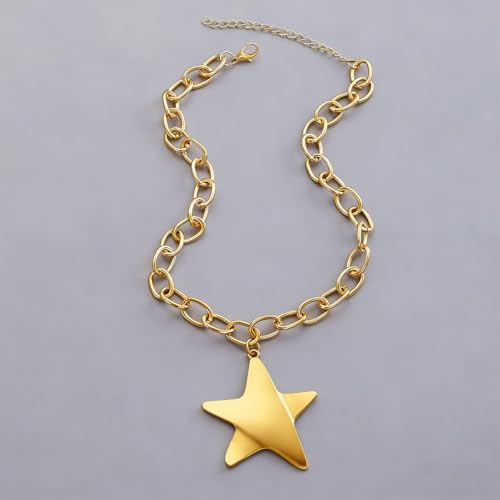 Chunky Necklace for Women Big Star Necklaces for Women Trendy Large Statement Necklace Thick Chain Bold Chunky Jewelry Star Accessories Boho - style: 1 - G