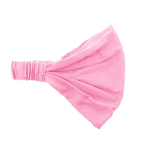 Motique Accessories Wide Cotton Head Band Solid Boho Yoga Style Soft Hairband for Women (Pink) - color: Pink