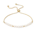 Dainty Pearl Chain Bracelets 14K Gold Bracelet for Women Adjustable Baroque Culture Jewelry Gifts for Mother Wife - color: 1-gold