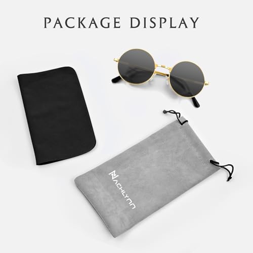 NACHLYNN Round Hippie Sunglasses Metal Border Circle Hippie Glasses UV380 Protection 70s Sunglasses for Men Women Party Favor - color: Black