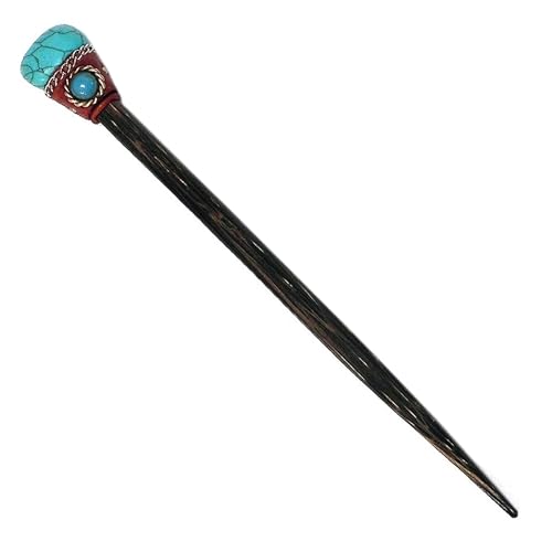 Mia Jewel Shop - Natural Tumbled Healing Gemstone Crystal Chonta Wooden Hair Sticks – Handmade Hair Sticks for Women | Hair Pins Boho Reiki Accessories, Fashion Gifts (Turquoise) - color: Turquoise