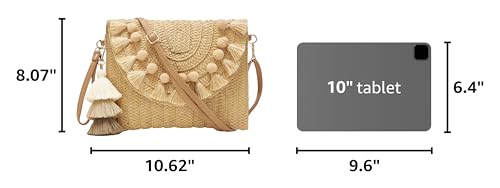 Small Straw Purse for Women Summer Clutch Purses Beach Woven Envelope Bag Raffia Shoulder,Straw Crossbody Bag boho - color: Bobbles Brown