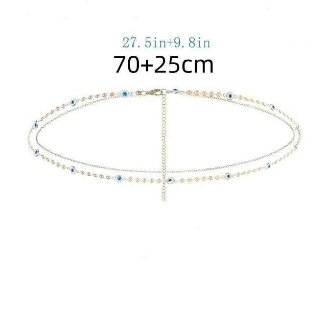 Body Chain Gold Waist Chains for Women Belly Layered Beach Waist Chains Adjustable Sexy Bikini Boho Chain - style: eye