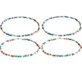 Boho Beads Anklets Set of 2pcs, Waterproof Beach Adjustable Stretch Imitation Turquoise White Pearls Bracelets for Women, Handmade Jewelry Gifts - style: 4pcs