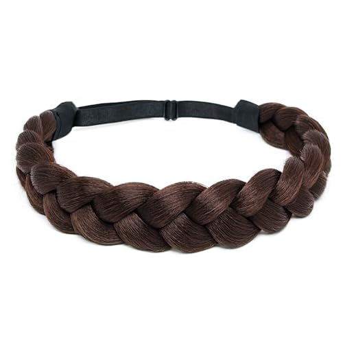 Braided Headbands Hair Piece for Women Synthetic Hair Head Bands Handmade Braid Hairband Hair Accessories Elastic Stretch Headwrap Braided Hair Band - color: 4#-Dark Brown