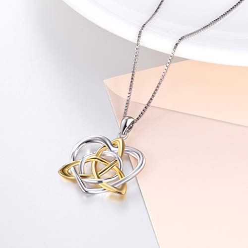 Celtic Jewelry Necklace Gifts Sterling Silver Good Luck Irish Vintage Triquetra Trinity Celtics Love Knot Pendant Necklace Christmas Gifts for Women Mother - style: Celtic necklace-Golden