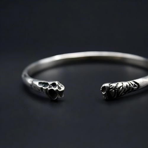 Kim Carrey S925 Sterling Silver Bracelet, Stacked Bracelets Open Bangle Cuff Design, Men's Gift Jewelry for My Man - style: Bone