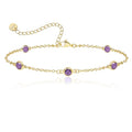 Birthstone Bracelet for Women 14K Gold Plated Dainty Link Bracelet Trendy Non Tarnish Trendy Chain Bracelets Birthday Valentines Gifts Jewelry for Women Mom Daughter Wife Sister Friend - color: 02.February