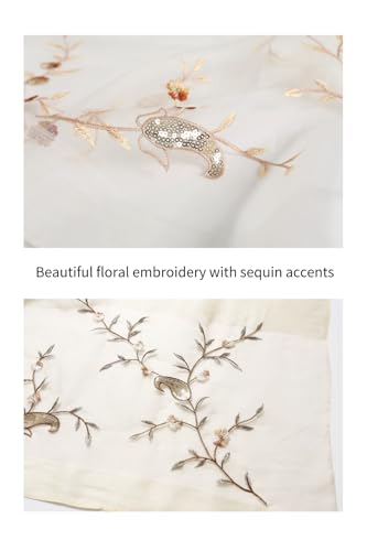 Jeelow Silk Blend Floral Fashion Scarf Shawl Wrap Lightweight Sheer For Women Floral Embroidery Wedding Party Prom - color: Khaki