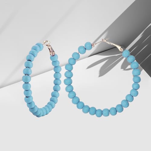 Chic Resin Beaded Hoop Earrings Colorful Candy-colored Acrylic Circular Round Dangling Boho Earrings for Women Minimalist 80S Geometric Party Jewelry - color: white