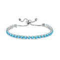 Tennis Chain Rhinestone Beads Slider Bracelet 14K Gold Silver Plated Adjustable Crystal Seed Bracelet for Women Wedding Party Geometric Jewelry Gift - color: L sky blue