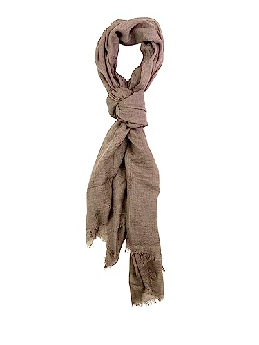 Humble Hilo Womens Woven Bohemian Style Gauze Scarf,Shawl, Head Wrap Fringed Edge Lightweight, Long Folds Small - color: Taupe