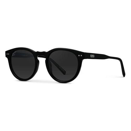 WearMe Pro Round Polarized Sunglasses for Women - Retro Classic UV400 Protection for Driving & Everyday Wear - color: Black Frame / Smoke Lens