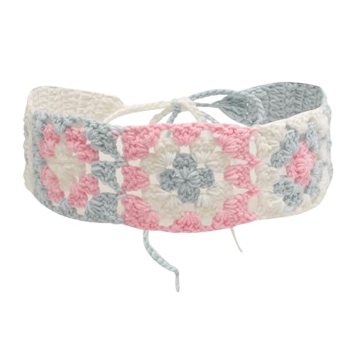 ZLYC Women Floral Headband Handmade Crochet Knit Vintage Hair Bands (Floral Pink) - color: Floral Pink