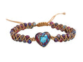 Women Boho Wrap Bracelet,Handmade Natural Stone Crystal Emperor Beads Heart Bracelet, Fashion Bohemian Jewelry Gift for Women - color: Emperor Jasper