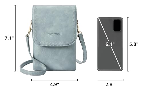 BOSTANTEN Vegan Leather Crossbody Bags for Women Designer Cell Phone Bag Wallet Purses Adjustable Strap - color: Denim Blue