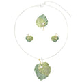 Vintage Chunky Statement Jewelry Set Retro Leaf Floral Geometric Bohemian Boho Bib Necklace Earring Set Fashion Costume Jewelry for Women Girls Wedding Party Prom Unique Gift - style: 2 leaves pearl JS Ring silver green