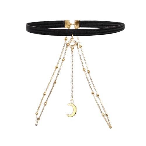 Snake Leg Chain for Women, Sexy Serpent Charm Thigh Garter, Summer Bikini Skirt Beach Party - style: E moon gold