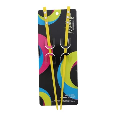 Set of 2 Hair Sticks with 3 Diamonds Chopsticks - Yellow - color: Yellow