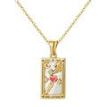 Gold Tarot Card Necklace for Women Men, Non Tarnish 18K Gold Plated Vintage Lucky Charm Square Pendant Talisman Amulet Necklaces Unisex Jewelry - style: The Lovers