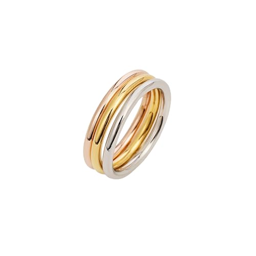 Sylph 3PCS Plain Band Rings for Women, Classic Thin Knuckle Stacking Midi Thumb Pinky Triple Color Ring Set for Wedding Engagement Daily, Lightweight Non Tarnish Jewelry Comfort Fit Size 7/8/9