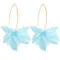 Exaggerated Bohemian Resin Rose Flower Petal Dangle Drop Earrings Long Acrylic Tiered Floral Tassel Earring for Women - color: Light Blue