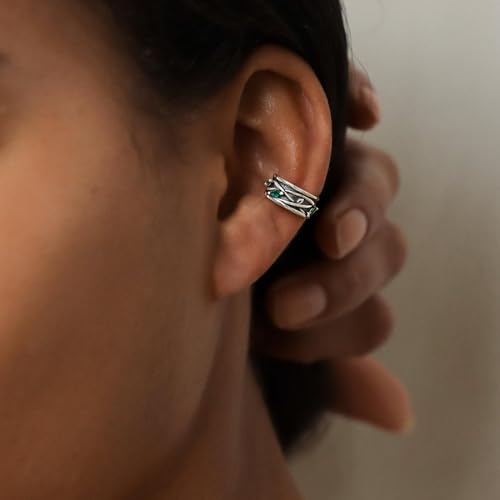 Cuff Earrings 925 Sterling Silver Ear Cuff Earrings Non-Piercing Fake Helix Cartilage Cuff Earrings Various Styles Ear Cuffs Fine Jewelry for Women - color: 2#leave earcuff