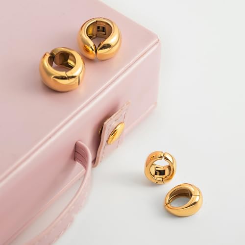 Ear Cuffs Non Piercing - Chunky Gold Ear Cuff Clip on Cartilage Earrings Non Tarnish Fake Earrings No Pierced Fashion Accessories Trendy Gold Jewelry Gifts - style: Gold-Small