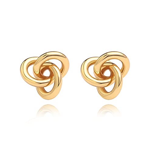 18K Gold Love Knot Stud Earrings for Women Statement Button Pearl Stud Earrings Minimalist Cute Small Post Earring - color: 1. Knot