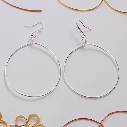 Dangle Hoop Earrings for Women - Minimalist Geometric Round Drop Hoops - Hypoallergenic, Safe for Sensitive Ears - Plated in 18K Gold or 925 Sterling Silver - color: 2.6" inch - 925 Silver Plated