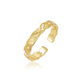 KissYan Adjustable Open Ring for Women, 14K Gold Plated Vintage Statement Leaf Pattern Band Ring with CZ, Dainty Trendy Jewelry Gift - style: Style1
