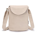 OPQRSTU Women's Retro Small Size Canvas Shoulder Bag Hippie Boho Crossbody Handbag - color: Off-white