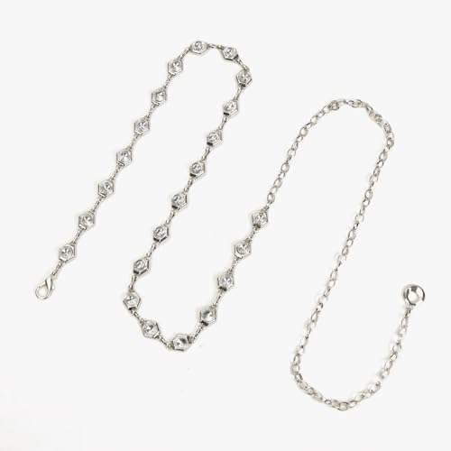 Luvatar Fashion Metal Waist Chain Belt Blouse Dress Sweater Chain Belt… - color: Silver-F45