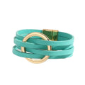 xuzhiyuan Simple Boho Circle Charm Leather Wrap Bracelet Handmade Layered Cuff Bracelets Bohemian Multi Bangle Bracelets Holiday Jewelry Gift for Women - color: Green