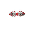 Faship Red Black Gun Plated Small Mini Floral Hair Barrette Clip - color: Red / Black gun plated