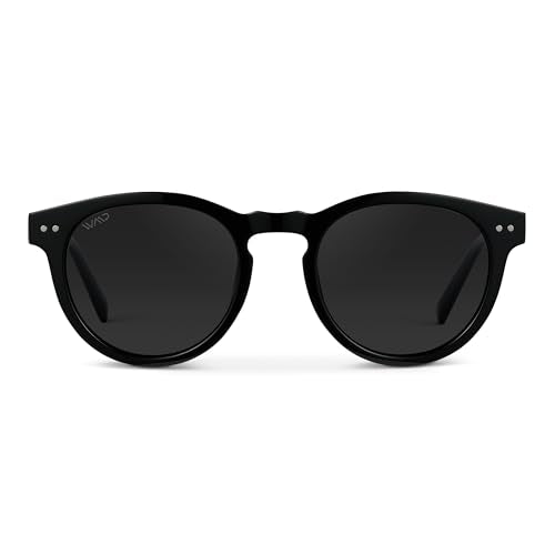 WearMe Pro Round Polarized Sunglasses for Women - Retro Classic UV400 Protection for Driving & Everyday Wear - color: Black Frame / Smoke Lens