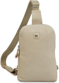Leather Sling Bag for Women Genuine Crossbody Purse Small Trendy Cross Over Chest with Phone and Credit Card Slots (Beige Nappa) - color: Beige Nappa