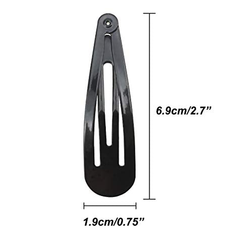 20 Pieces Black Color 2.7'' Big Size No Slip Metal Snap Hair Clips Women Barrettes Large Hair Pins - color: 20 black