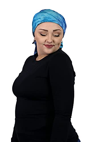Hats Scarves & More Chemo Scarf Head Scarves for Women Cancer Headwear Headscarf Head Coverings 28 Inch Square Batik - color: Zenith Blue